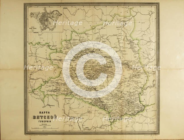 Map of the Vyatka Governorate, c. 1914. Artist: Anonymous  