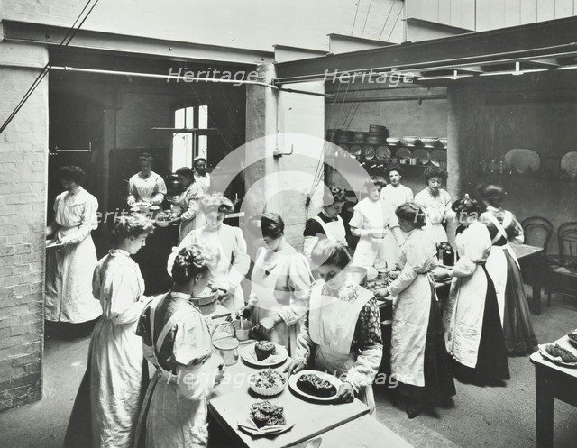 General cookery class, National Training School of Cookery, London, 1907. Artist: Unknown.