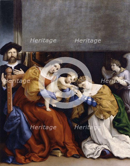 The Mystical Marriage of Saint Catherine with the Donor Niccolò Bonghi, 1523. Creator: Lotto, Lorenzo (1480-1556).