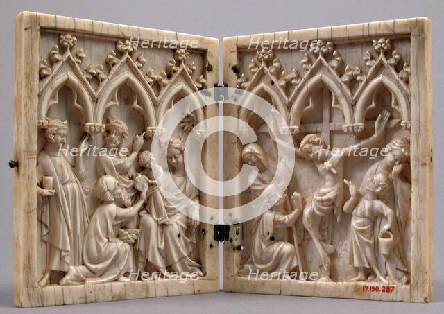 Diptych with the Adoration of the Magi and the Crucifixion, French or German, c1310-20 or 1350-70. Creator: Unknown.