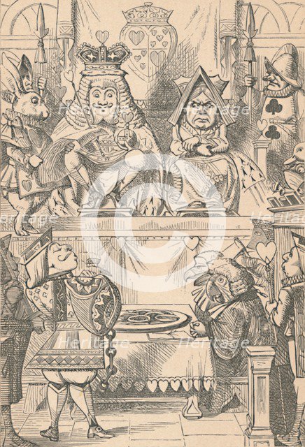 'The King and Queen of Hearts in Court', 1889. Artist: John Tenniel.