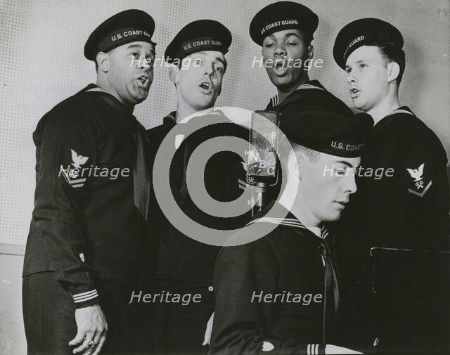 Group photograph of the U.S. Coast Guard Quartet members while singing, New York, N.Y., 1939 - 1945. Creator: Naval Photographic Center.