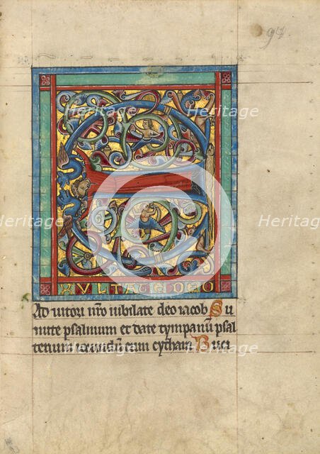 Initial E: A Female Figure; Psalter, about 1240-1250. Creator: Unknown.
