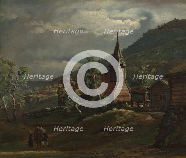 The Church at Gaupne in Sogn, c1830-1879. Creator: Knud Baade.