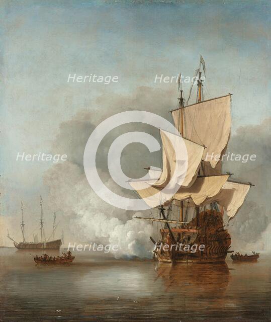 The Cannon Shot, c.1680. Creator: Willem van de Velde the Younger.