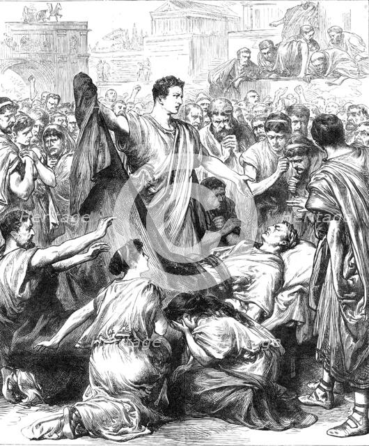 Scene from "Julius Caesar," performed at Drury Lane Theatre by the Saxe-Meiningen Court Co., 1881. Creator: Unknown.