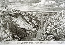 What the aqueduct was, Roman water supply, engraving.