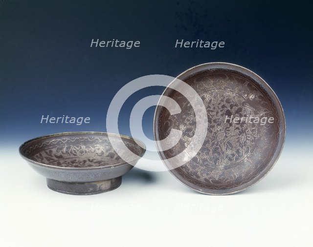 Pair of silver dishes, Ming dynasty, China, early 17th century. Artist: Unknown