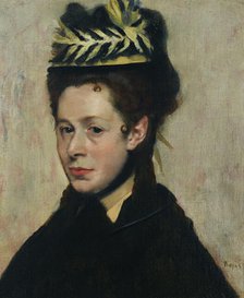 Bust of a woman with a feathered hat, c1887. Creator: Degas, Edgar (1834-1917).