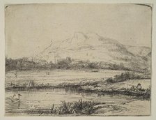 Canal with an Angler and Two Swans, 1650. Creator: Rembrandt Harmensz van Rijn.