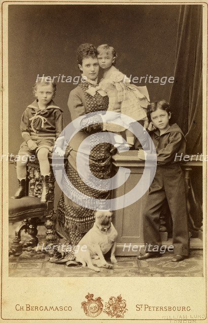 Grand Duchess Maria Fyodorovna with children, Nicholas Alexandrovich, George Alexandrovich and Xenia