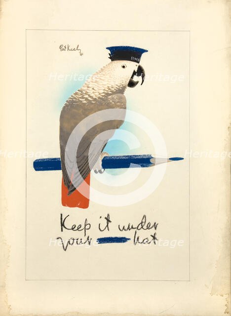 'Keep it under your - hat', World War II poster, 1941. Creators: Central Office of Information, Patrick Keely.