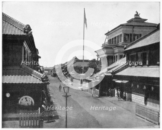 Street in Tokyo, Japan, late 19th century.Artist: John L Stoddard