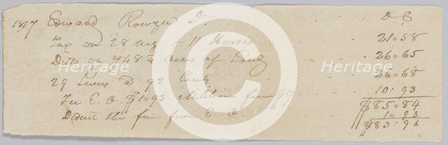 Record of taxes on property, including enslaved persons, owned by Edward Rouzee, October 2, 1817. Creator: Unknown.