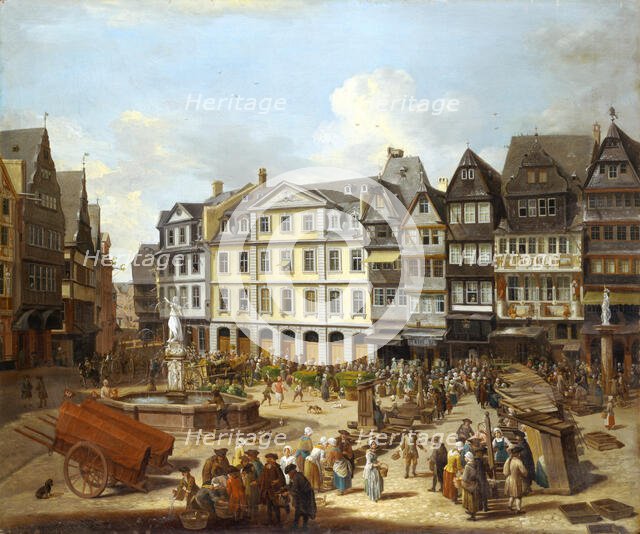 A Market on the Römerberg in Frankfurt, 1754. Creator: Christian Georg Schutz.