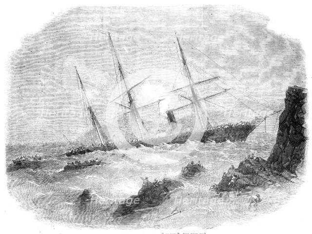 Wreck of the Chilian Steamer "Cazador", 1856.  Creator: Smyth.