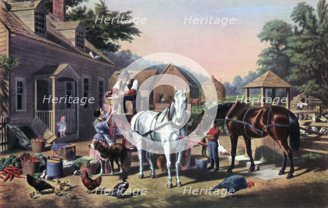 'Preparing for Market', 1856.Artist: Currier and Ives