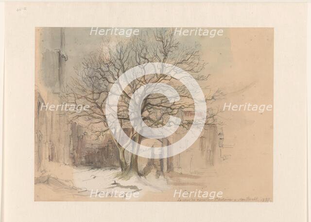 Court of the Sint Antoniusklooster in Maastricht, in winter, 1837. Creator: Alexander Schaepkens.