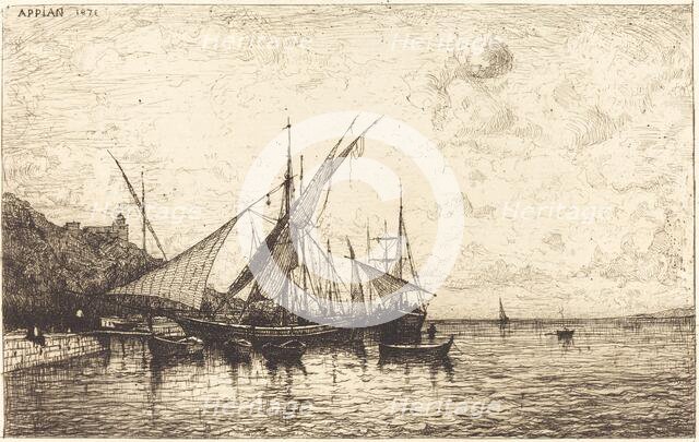 The Port of Monaco, 1873. Creator: Adolphe Appian.