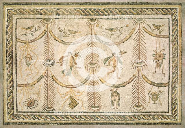 Symbols of Bacchus as God of Wine and the Theater, c. 200/225 A.D.. Creator: Unknown.