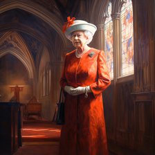 AI IMAGE - Portrait of Queen Elizabeth II inside a church, 2000s, (2023). Creator: Heritage Images.