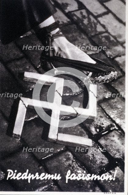 Spanish Civil War (1936 - 1939), Republican poster 'Aixafem the feixisme' written in Esperanto.