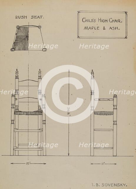 Child's High Chair, c. 1936. Creator: Isidore Sovensky.