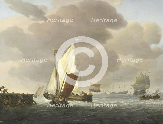 Ships near the Coast in windy Weather, c.1650-c.1707. Creator: Willem van de Velde the Younger.