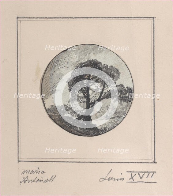 Landscape with hidden silhouettes of Marie Antoinette and the Dauphin, 1794-1815., 1794-1815. Creator: Anon.