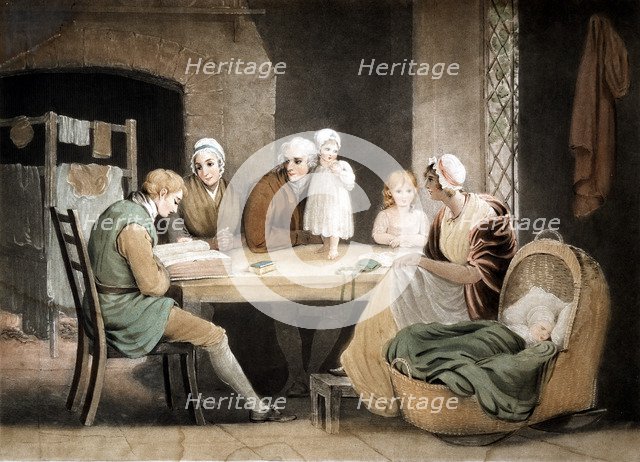 Three generations listening to a reading from the family Bible, c1800. Artist: Maria Spilsbury