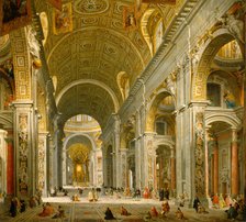 Interior of St. Peter's, Rome, 1750. Creator: Giovanni Paolo Panini.