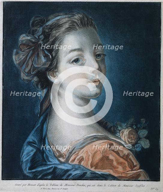 Head of a Woman (Mme. Deshayes?), c. 1771. Creator: Louis-Marin Bonnet (French, 1736-1793).