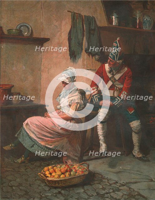 ''The First Attack; After Seymour Lucas, A.R.A, R.I.', 1888. Creator: Unknown.