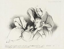 Appuyez fort, ça fait rentrer la bosse..., 1838. Creator: Honore Daumier.