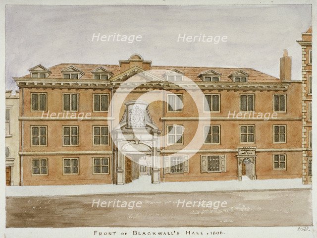 Front view of Blackwell Hall, City of London, 1806. Artist: Valentine Davis