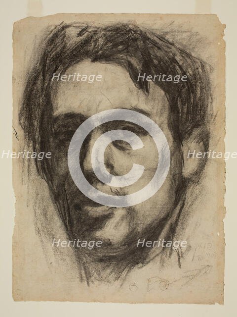 Self-Portrait (recto), Sketch (verso), 1909. Creator: Hans Richter.
