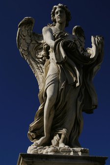 Marble statue of an angel on the Ponte Sant'Angelo, Rome, Italy, 2022.  Creator: LTL.