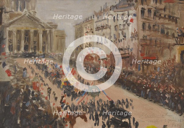 The funeral of Victor Hugo, procession on rue Soufflot, 06–1885. Creator: Edmond Lachenal.