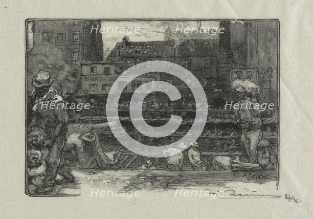 Unloaders of Plaster (Canal St. Martin), 1890. Creator: Auguste Louis Lepère (French, 1849-1918).