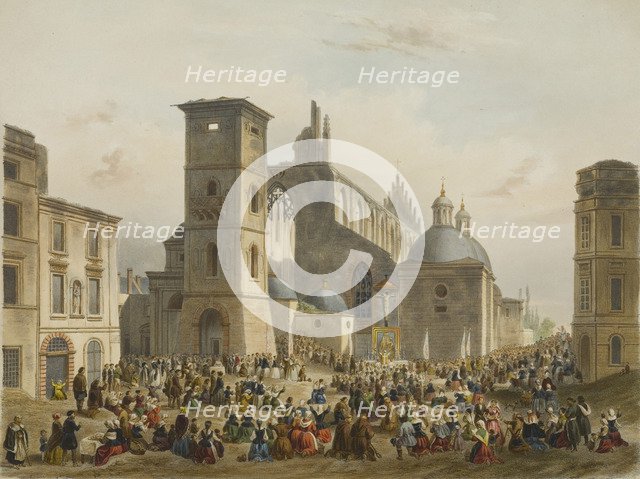 The Basilica of Holy Trinity, Krakow, c1850.