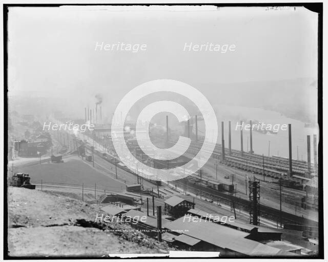 Jones and Laughlin steel mills, Pittsburgh, Pa., between 1900 and 1915. Creator: Unknown.