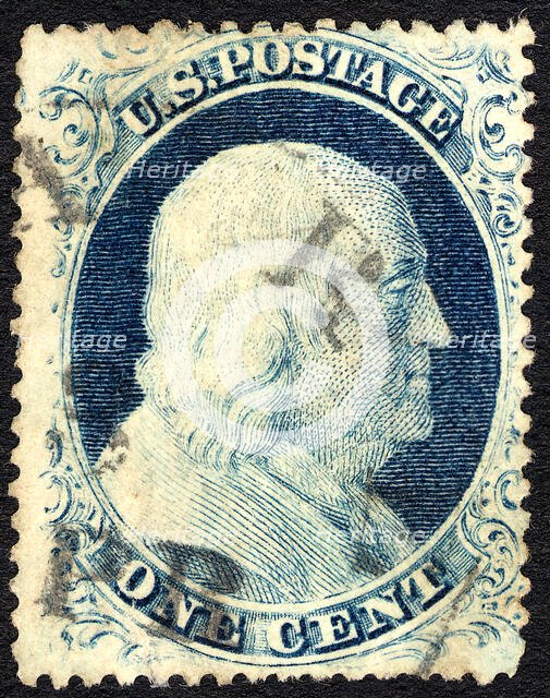 1c Franklin type IV single, 1857. Creator: Unknown.