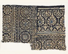 Textile fragment with rosettes, arches, stylized trees or flowers, and leaves, 1250-1350. Artist: Unknown.