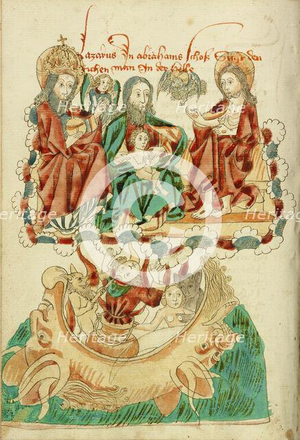 Lazarus in the Bosom of Abraham, The Rich Man in Hell; Barlaam und Josaphat, 1469. Creators: Hans Schilling, Diebolt Lauber.