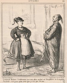 Comment Madame Prudhomme ... En vivandière ..., 19th century. Creator: Honore Daumier.
