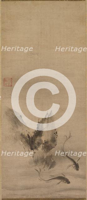 Fish and Rock; Fish and Seaweed, 16th century. Creator: Rinkyo (Japanese).