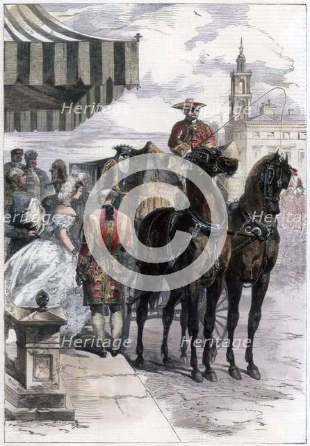 Lady going out during 'The London Season', 1856.Artist: Edmund Morin