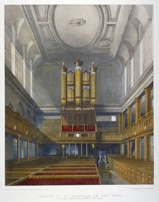 Interior, looking west, Church of St Dunstan in the West, Fleet Street, City of London, 1829. Artist: W Ganci
