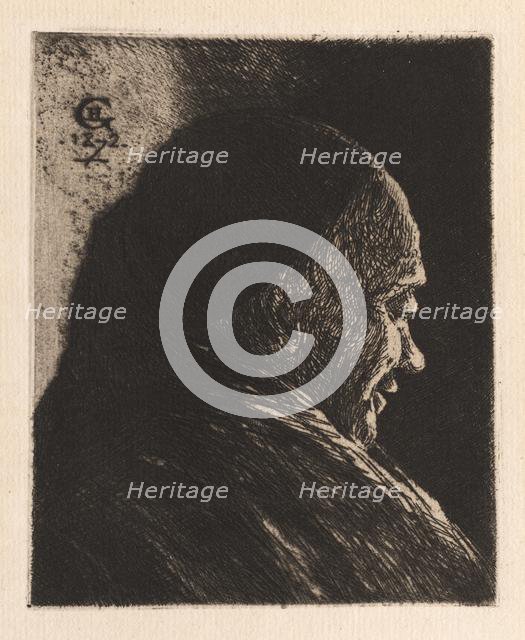 Head of an Old Man, 1872. Creator: Henri Charles Guérard (French, 1846-1897).