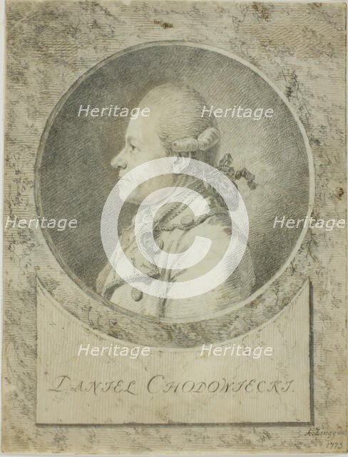 Profile of Daniel Chodowiecki, 1773. Creator: Adrian Zingg.